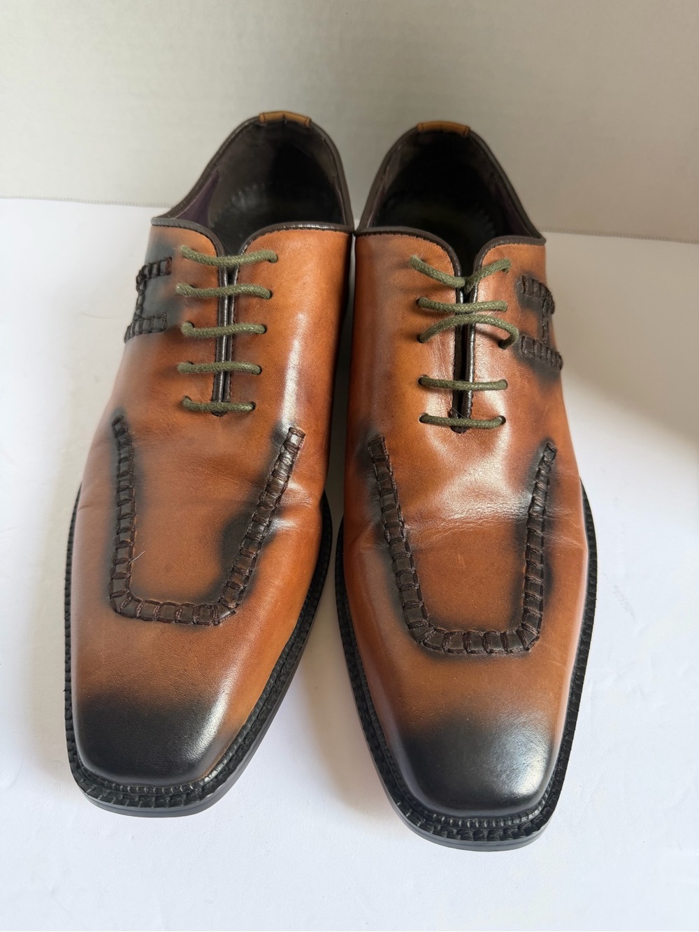 Hermes Brown and Black Two-Tone Leather Lace-Up Oxfords
